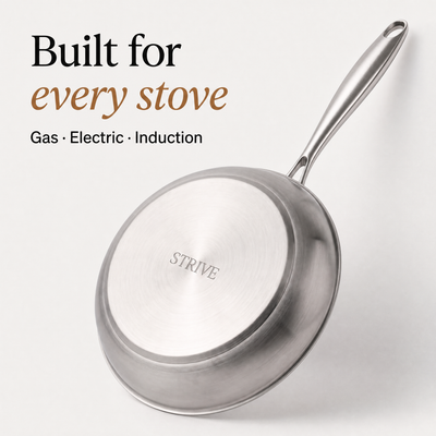 Stainless steel base, works on gas, electric and induction